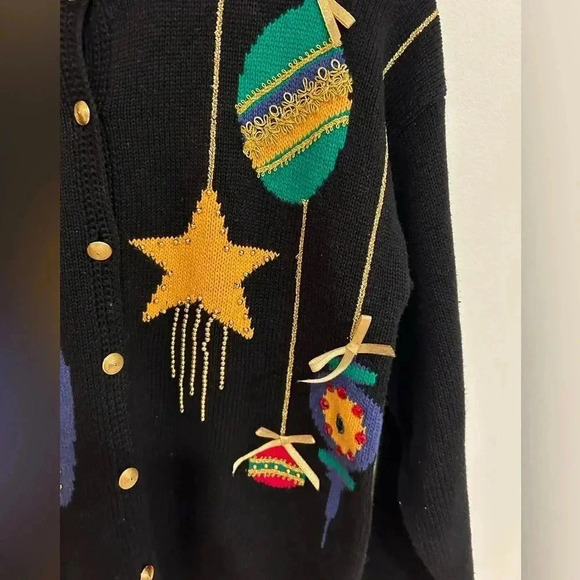 NORTHERN ISLES VTG Christmas Holiday embroidered button down cardigan sz M - Picture 4 of 9